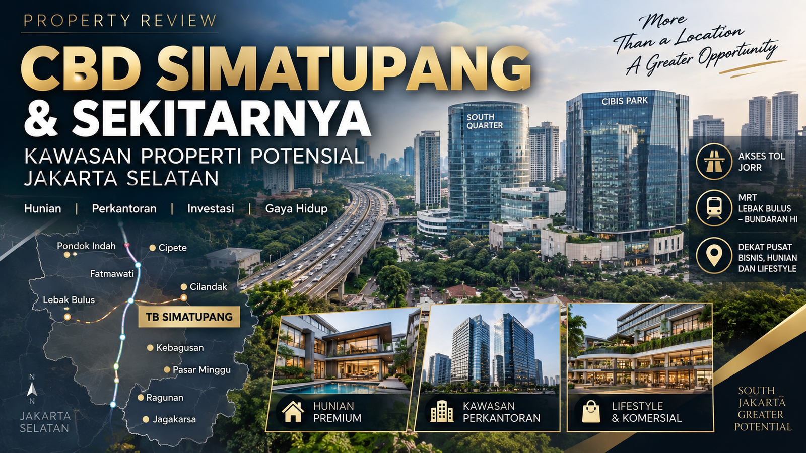Kawasan Properti Premium Jakarta Selatan dengan Akses Tol, MRT, Perkantoran dan Potensi Investasi