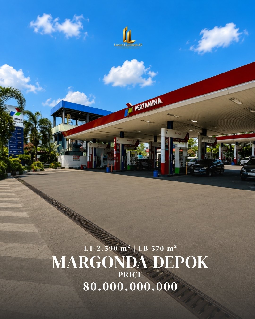 Dijual Lahan Komersial 2.590 m² di Margonda Raya Depok Bonus SPBU Aktif dan Tenant Strategis – Aset Investasi Premium Rp80 Miliar