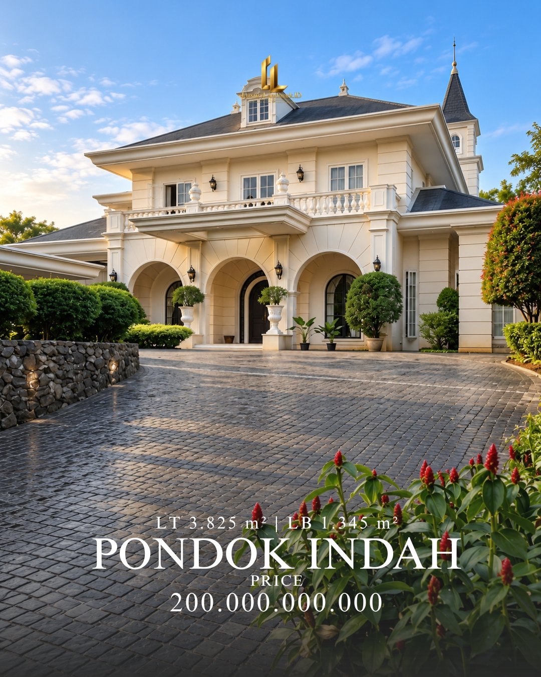Rumah Mewah Dijual di Bukit Golf Pondok Indah Jakarta Selatan – French Classic Golf View LT 3.825 m²